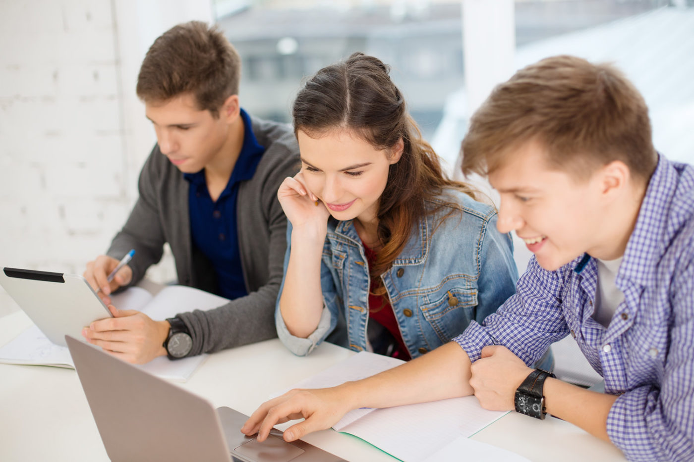 Students working at computer