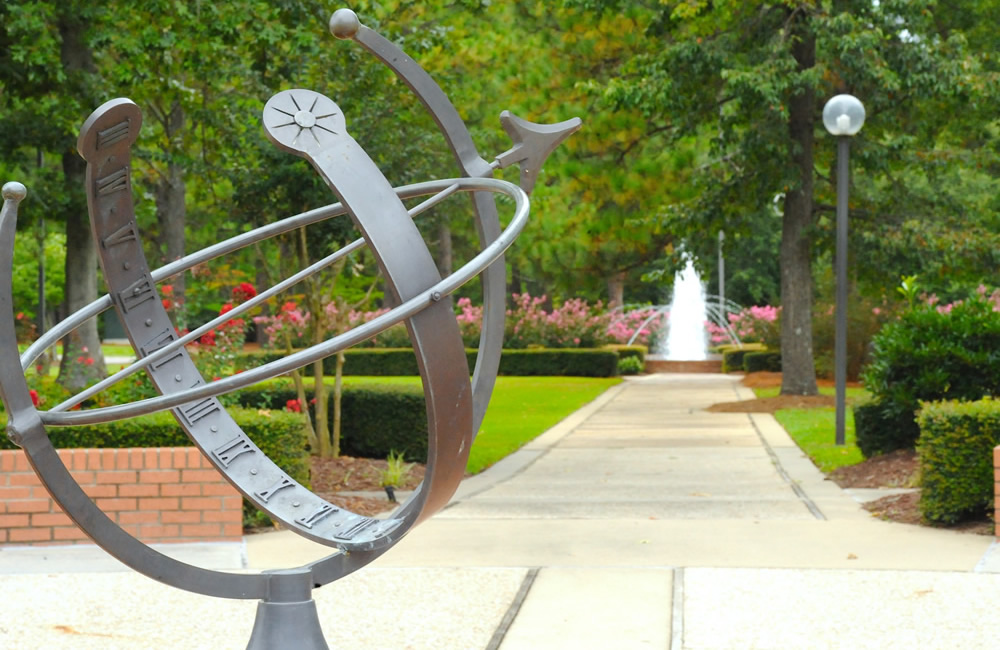 Sundial and fountain view