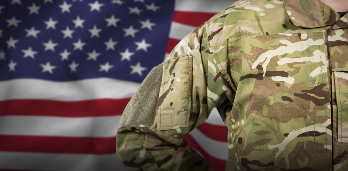 US military uniform flag background