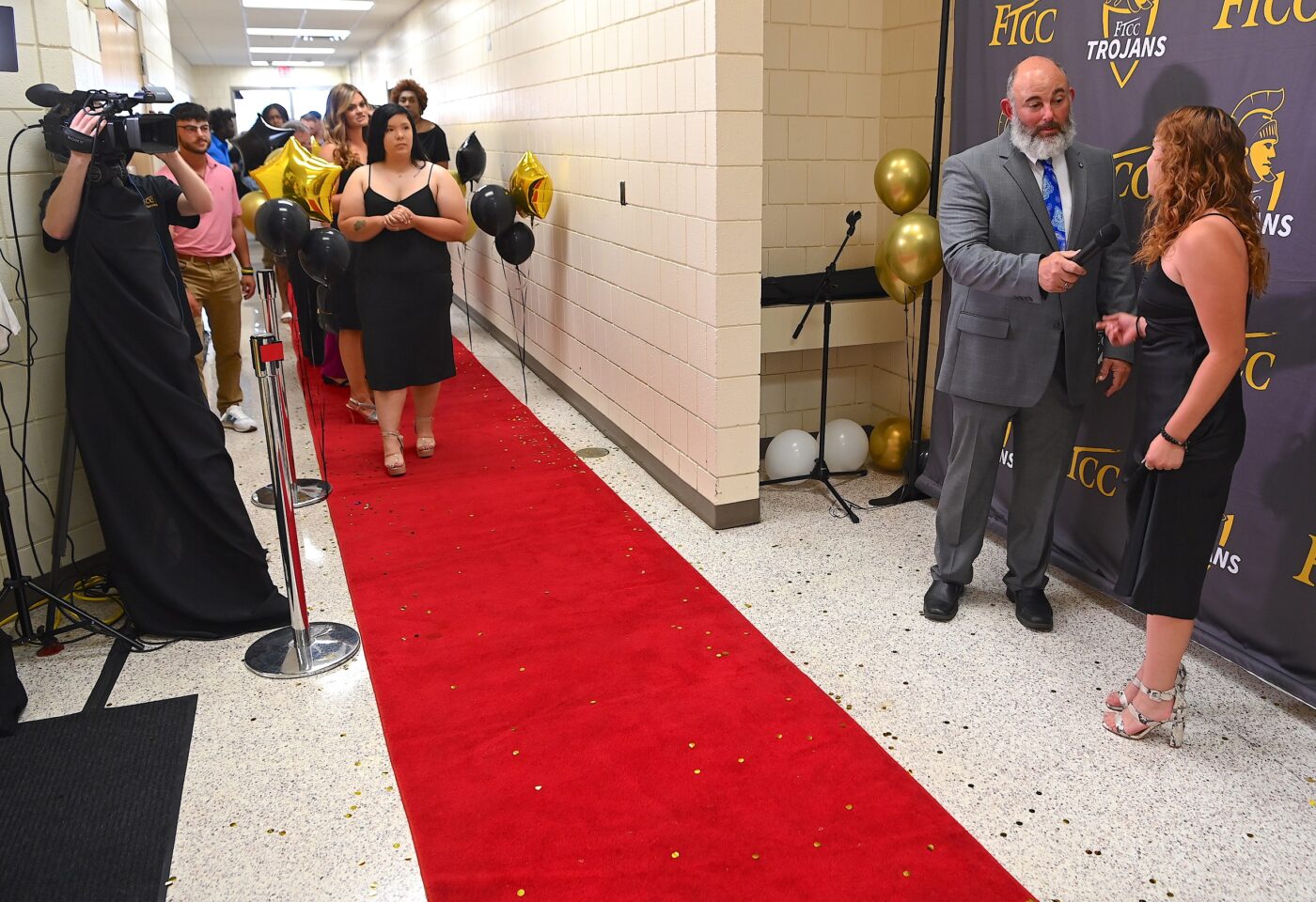 Red carpet with a crowd