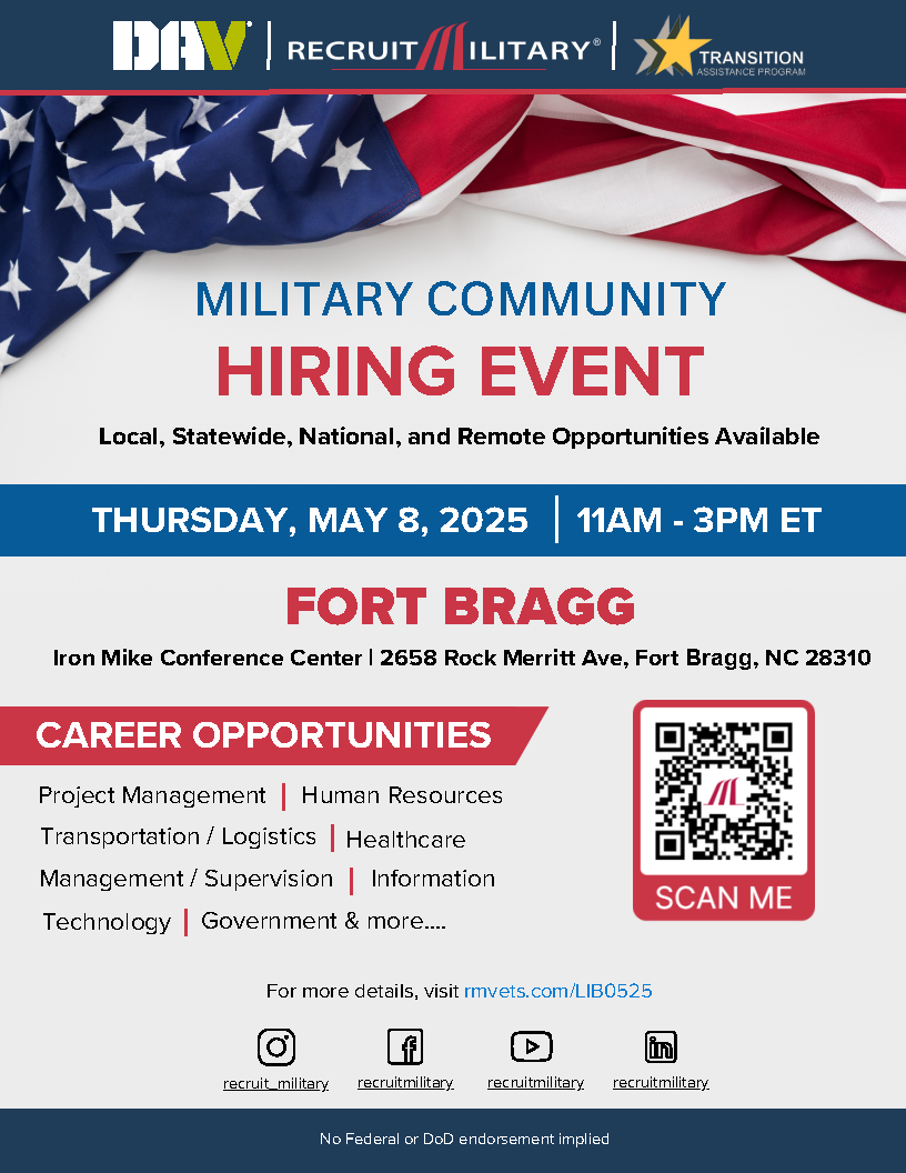 Fort Bragg Hiring Event at Iron Mike Conference Center
