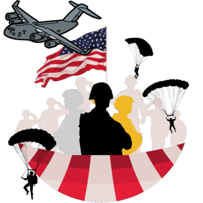 Clipart of C 17 Cargo Aircraft With Us Flag And Paratroopers
