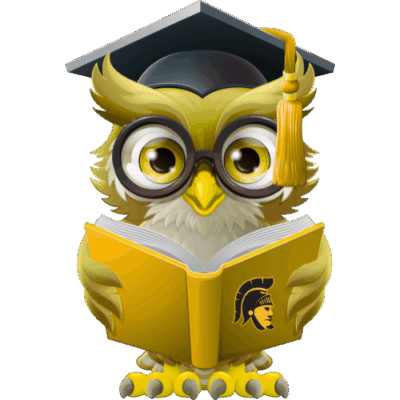 Clipart of Owl With Glasses Holding A Book